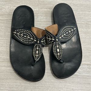 Calleen Cordero Leather Studded Thong Sandal